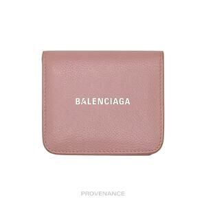 🔴 Balenciaga Logo Snap Wallet - Powder Pink Leather